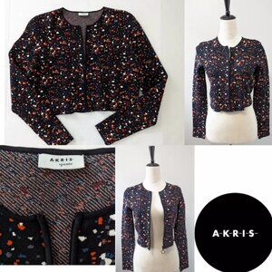 Akris Punto Cropped knit Jacket Zip Blue red white